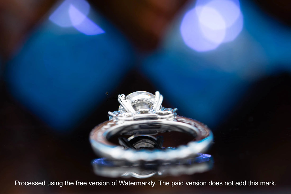 2.70Ct Blue Topaz & Diamond Heart Pave Ring For Her