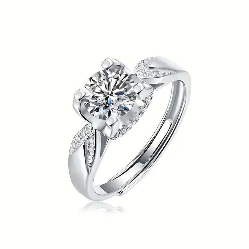 2.20Ct Round Cut Diamond Solitaire With Accent Engagement Ring