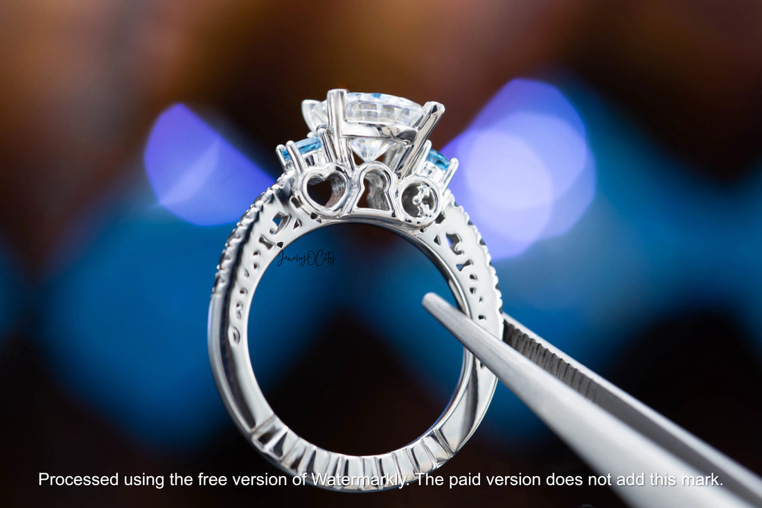 2.70Ct Blue Topaz & Diamond Heart Pave Ring For Her