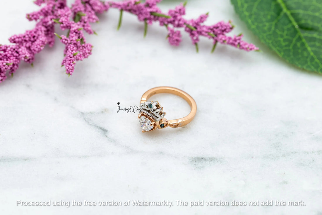 1.50Ct Heart Cut Diamond Heart & Crown Proposal Ring For Her