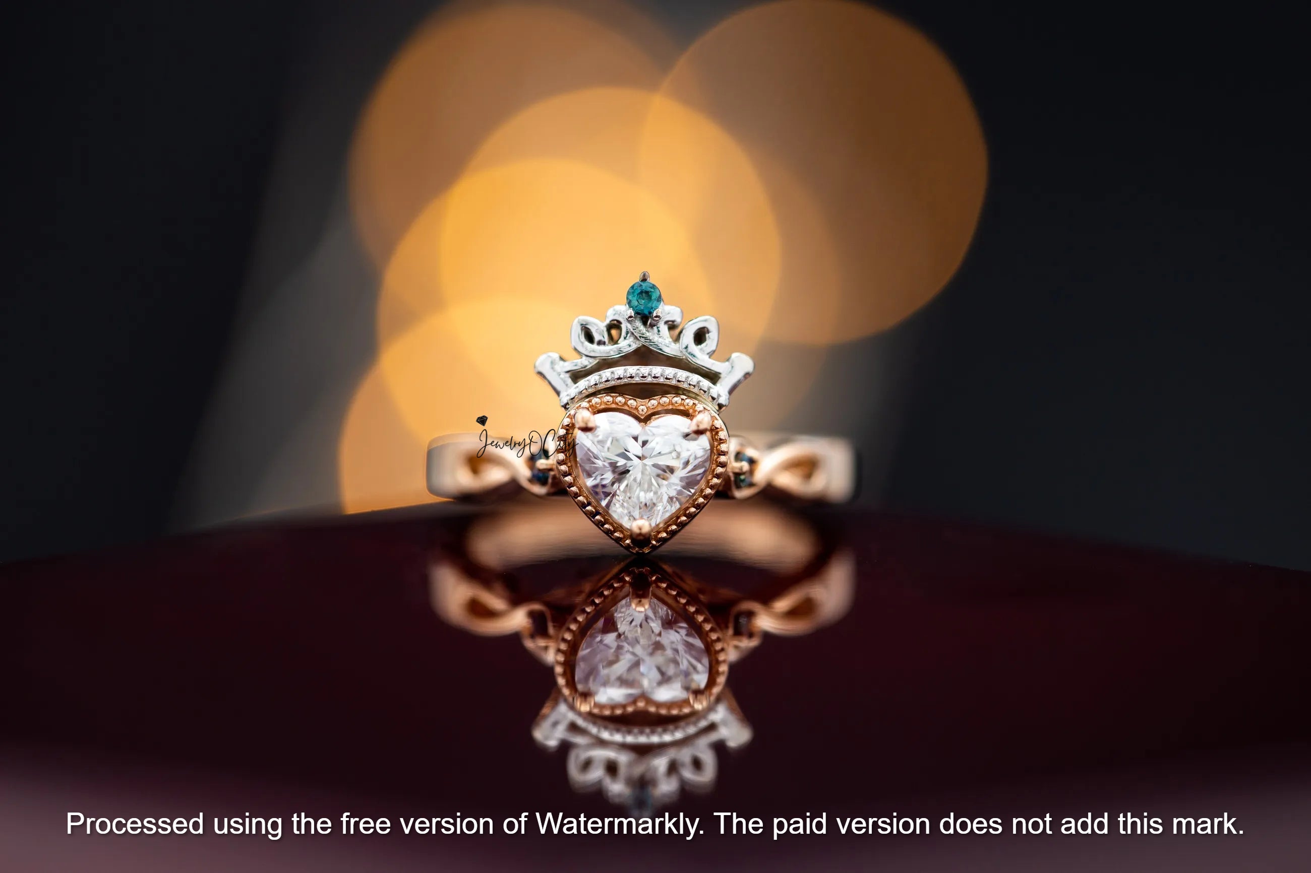 1.50Ct Heart Cut Diamond Heart & Crown Proposal Ring For Her