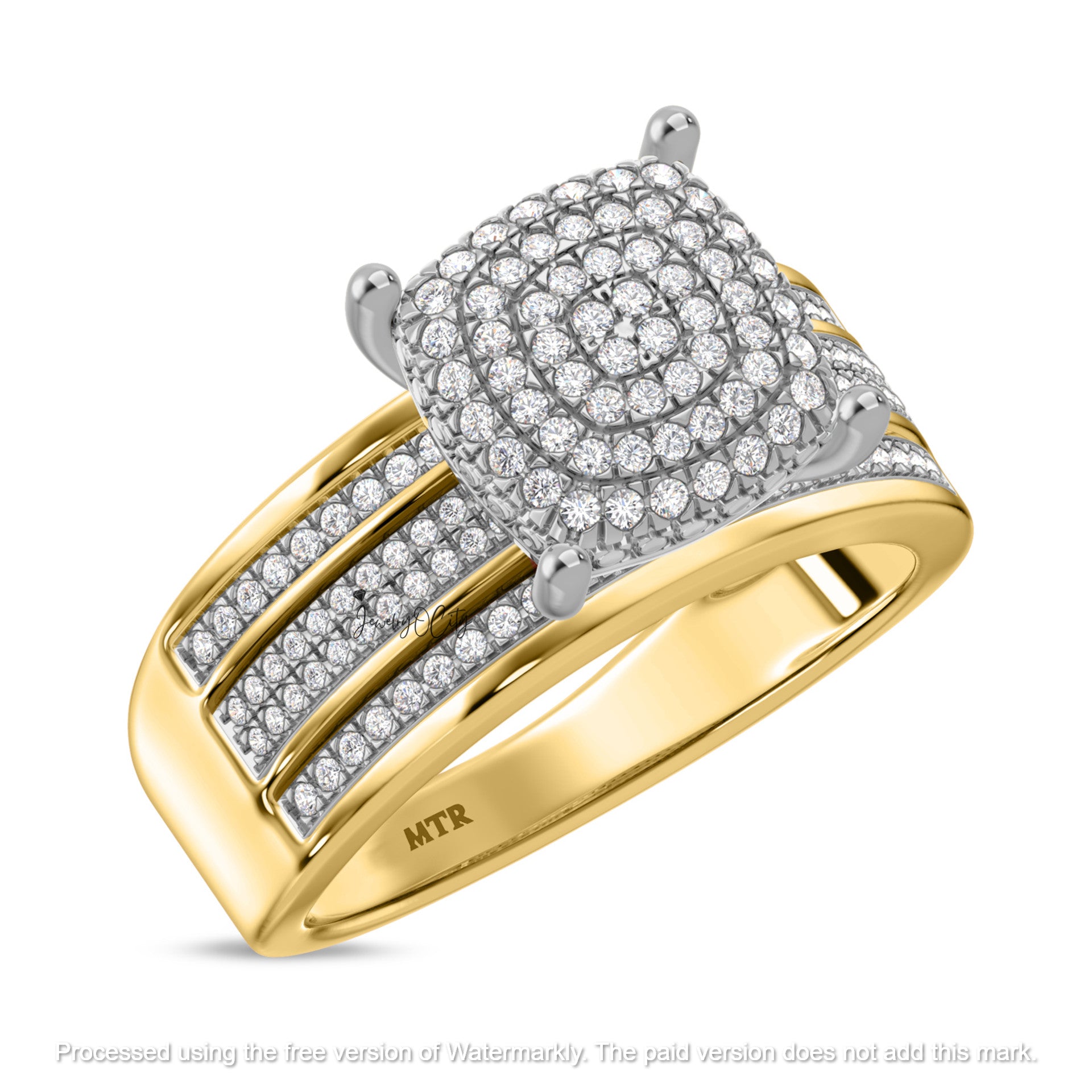 4Ct Round Cut Diamond Cluster Channel Set Wedding Trio Ring Set