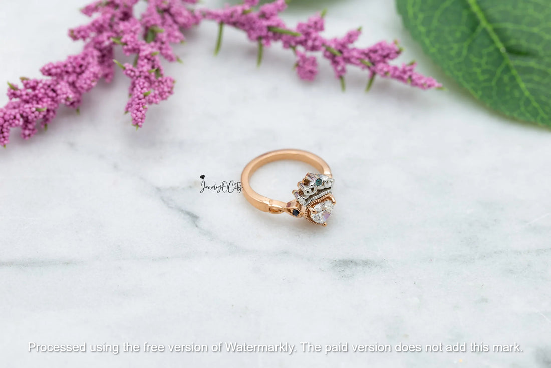 1.50Ct Heart Cut Diamond Heart & Crown Proposal Ring For Her