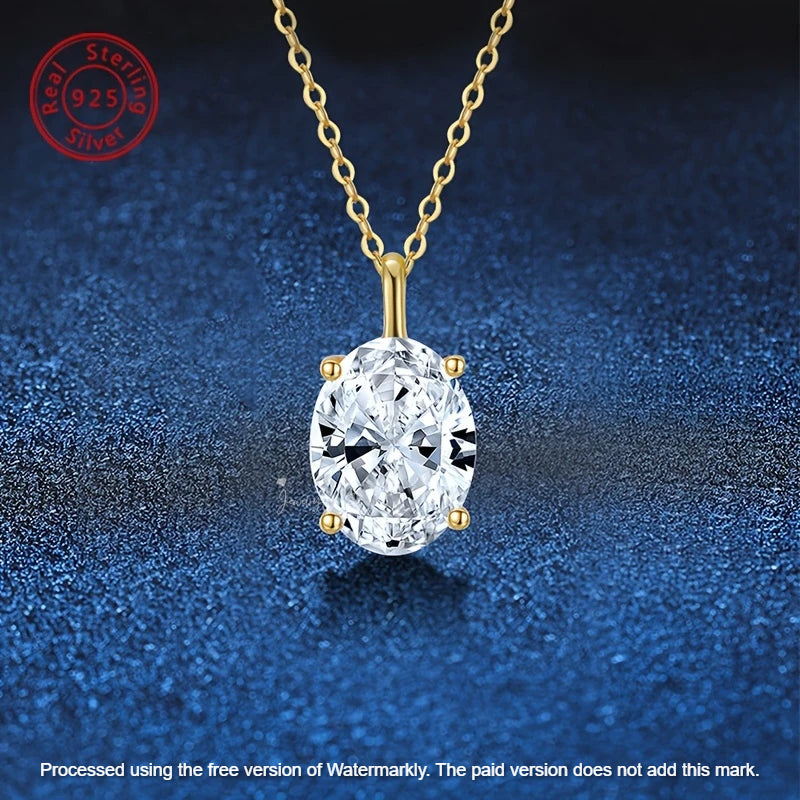 Natural 1.10Ct Oval Cut Solitaire Moissanite Diamond Pendant For Her