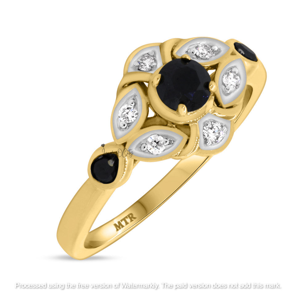 2.10Ct Black Diamond Leaf Wedding Trio Ring Set