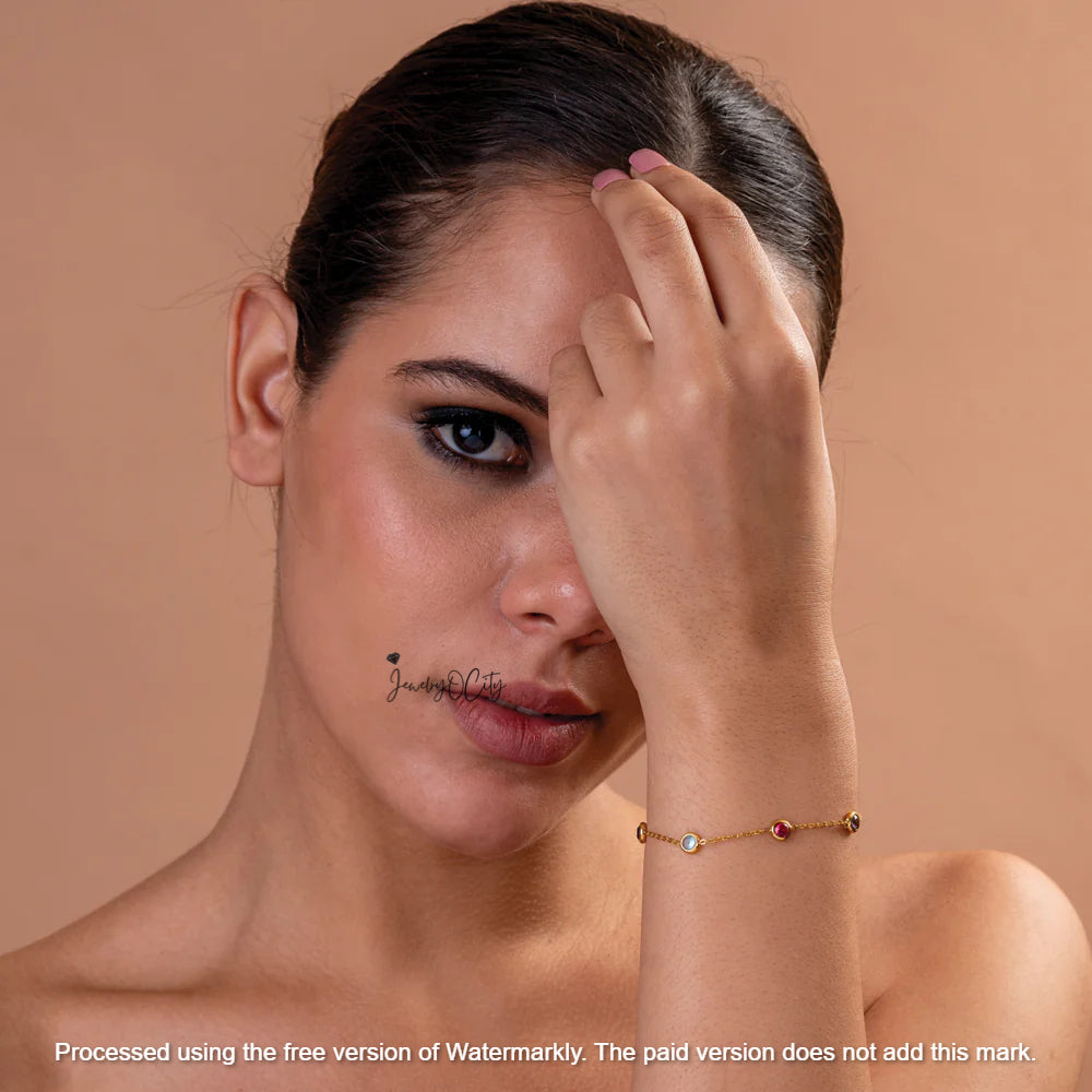 4Ct Multi Crystal Charm Bracelet For Her