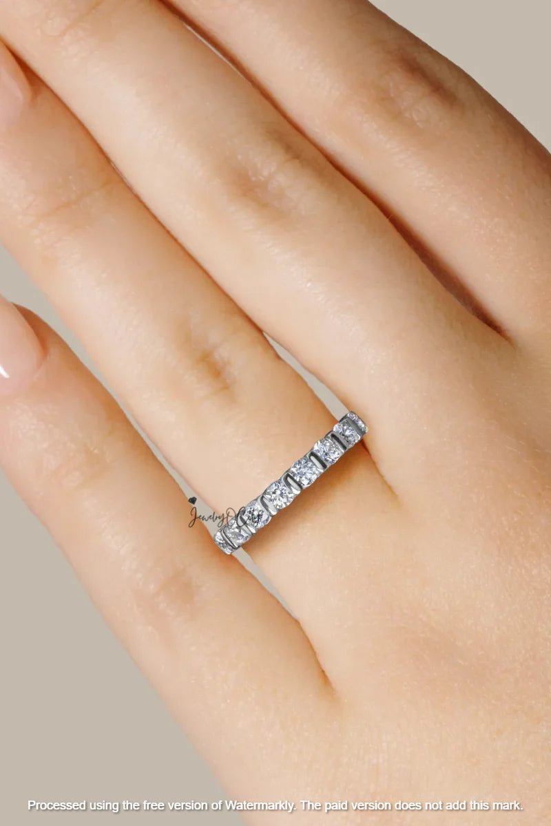 2.90Ct Round Cut Full Eternity Diamond Engagement Band Ring For He