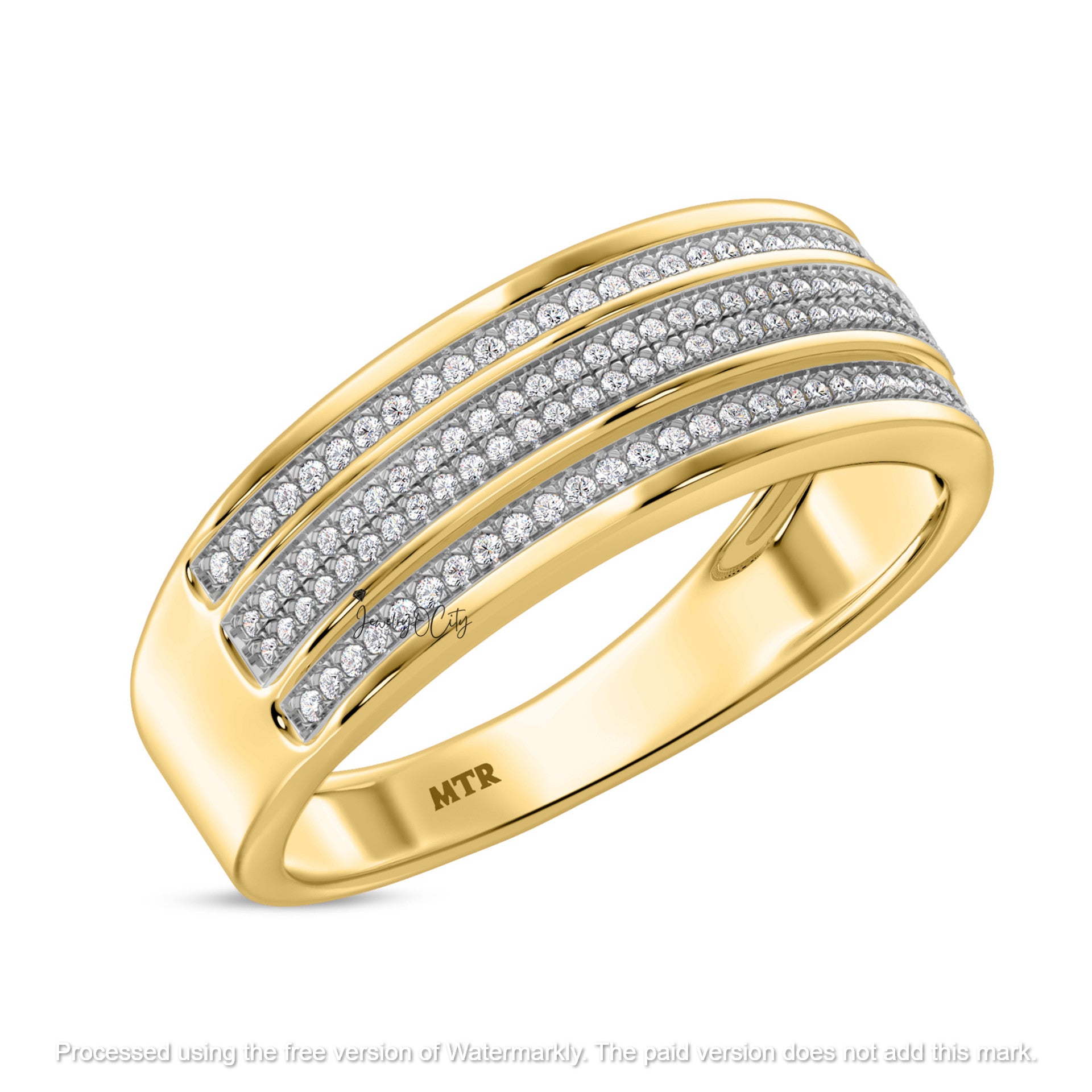 4Ct Round Cut Diamond Cluster Channel Set Wedding Trio Ring Set