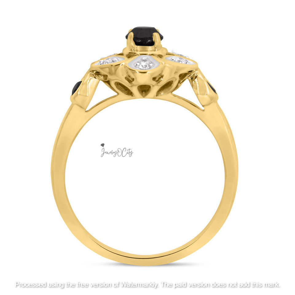 2.10Ct Black Diamond Leaf Wedding Trio Ring Set