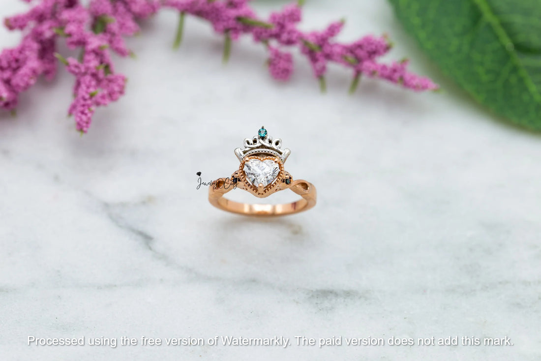 1.50Ct Heart Cut Diamond Heart & Crown Proposal Ring For Her