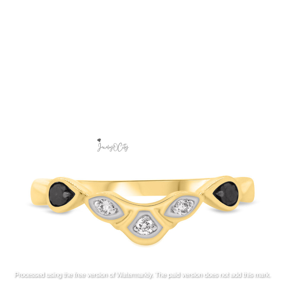 2.10Ct Black Diamond Leaf Wedding Trio Ring Set