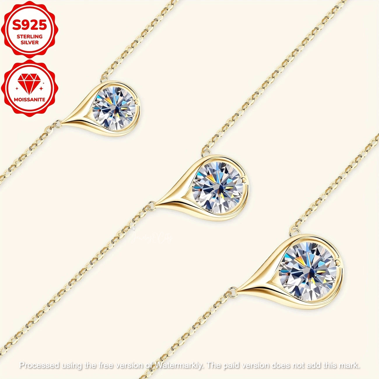 Natural 1.54Ct Round Cut Solitaire Pear Shape Moissanite Pendant For Women's