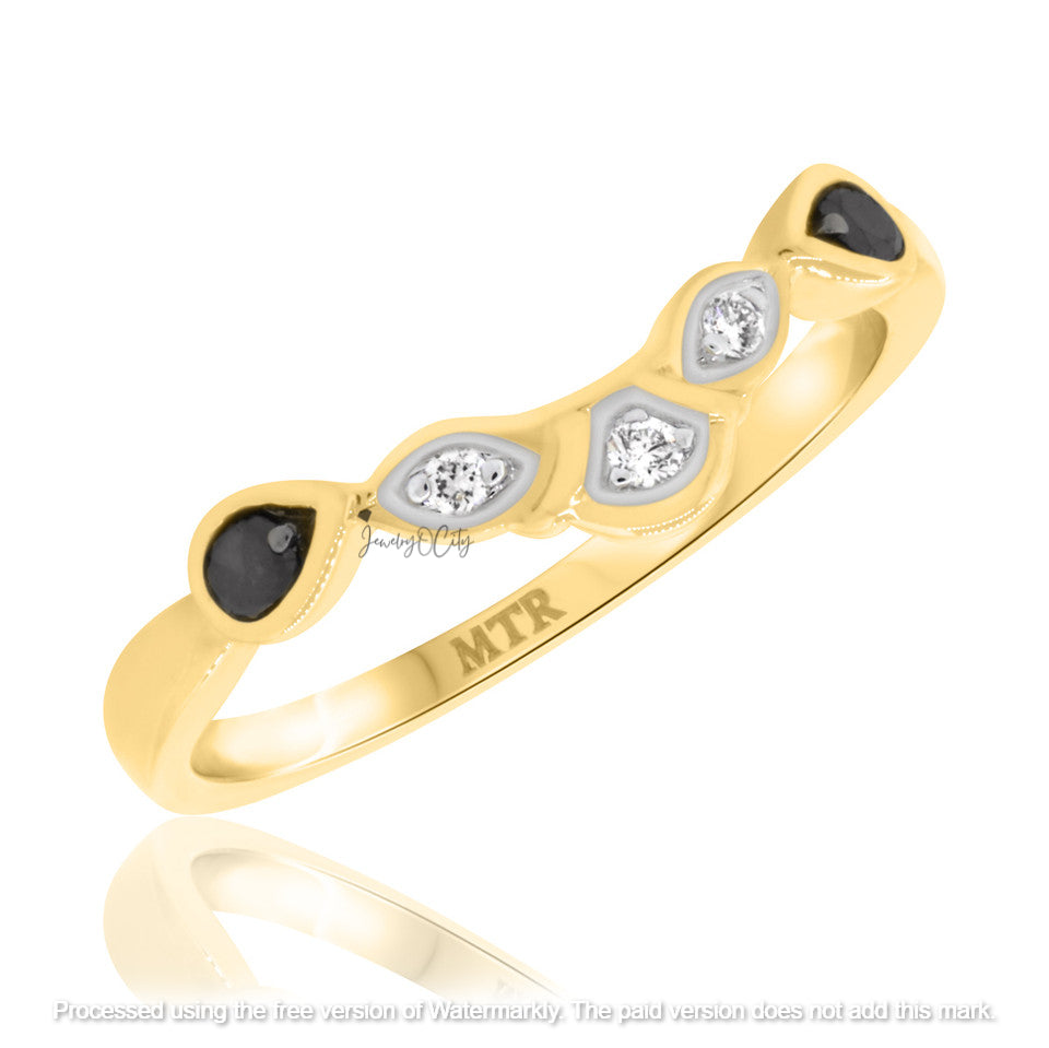 2.10Ct Black Diamond Leaf Wedding Trio Ring Set