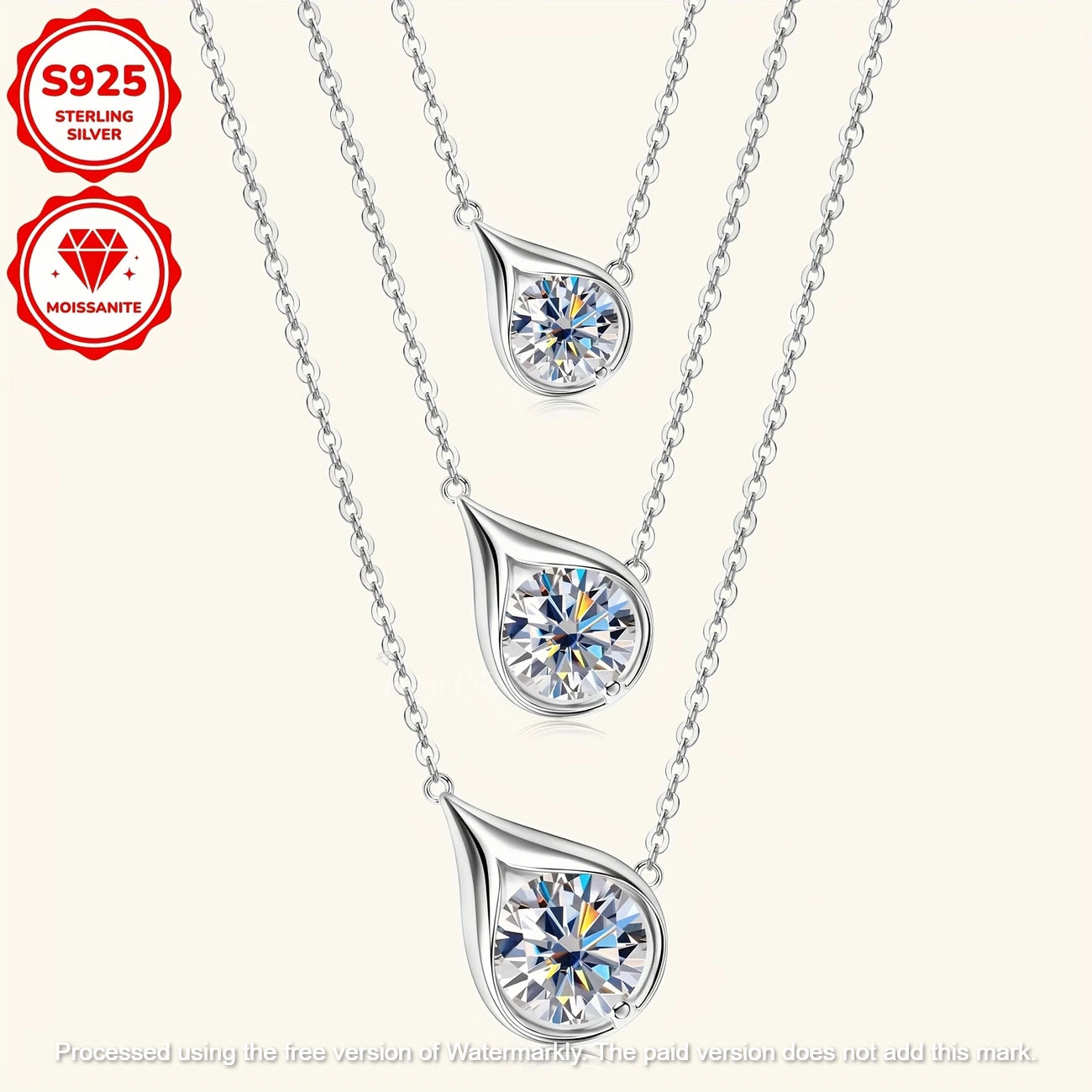 Natural 1.54Ct Round Cut Solitaire Pear Shape Moissanite Pendant For Women's