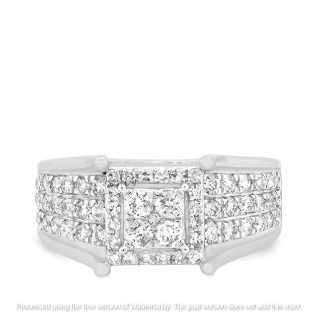 4.20Ct Round Cut Diamond Cluster Mounted Engagement Trio Ring Set