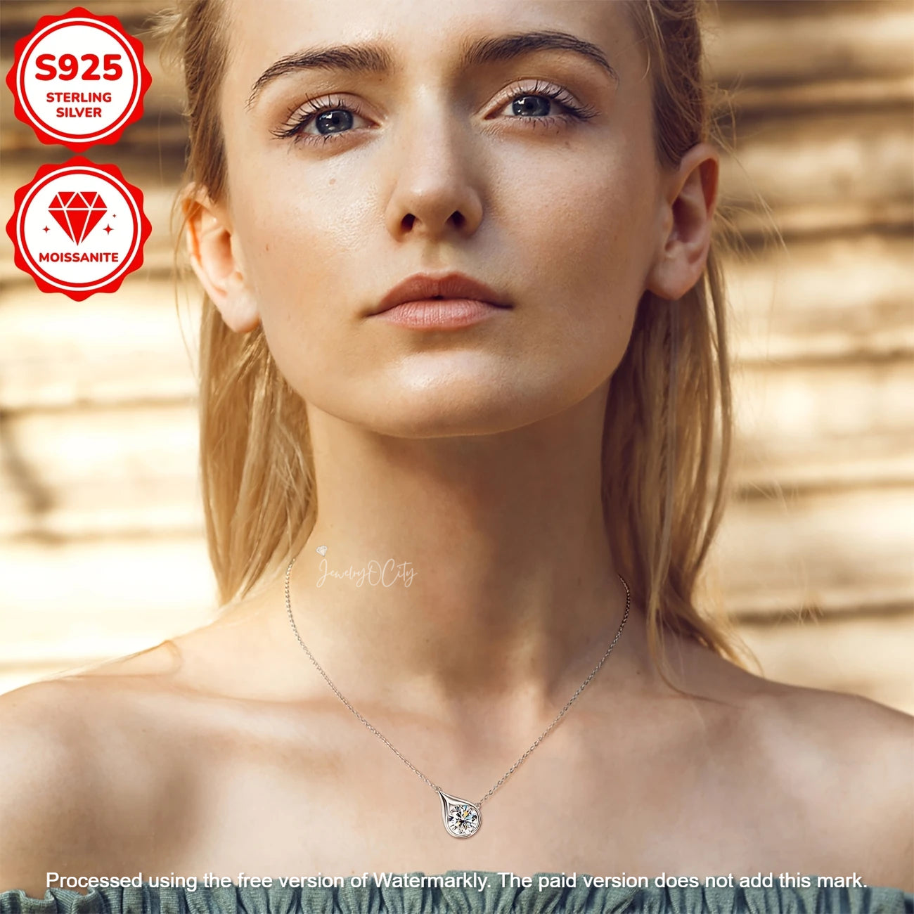 Natural 1.54Ct Round Cut Solitaire Pear Shape Moissanite Pendant For Women's