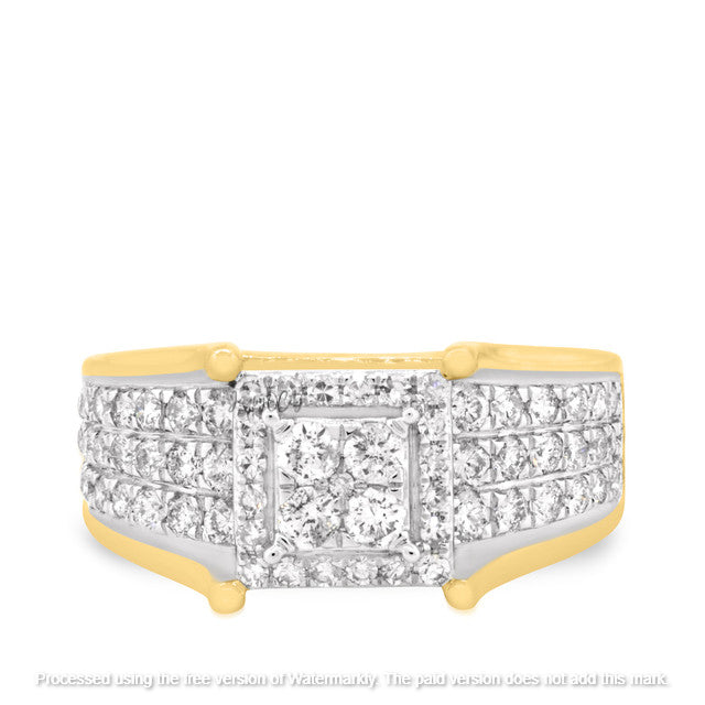 4.20Ct Round Cut Diamond Cluster Mounted Engagement Trio Ring Set