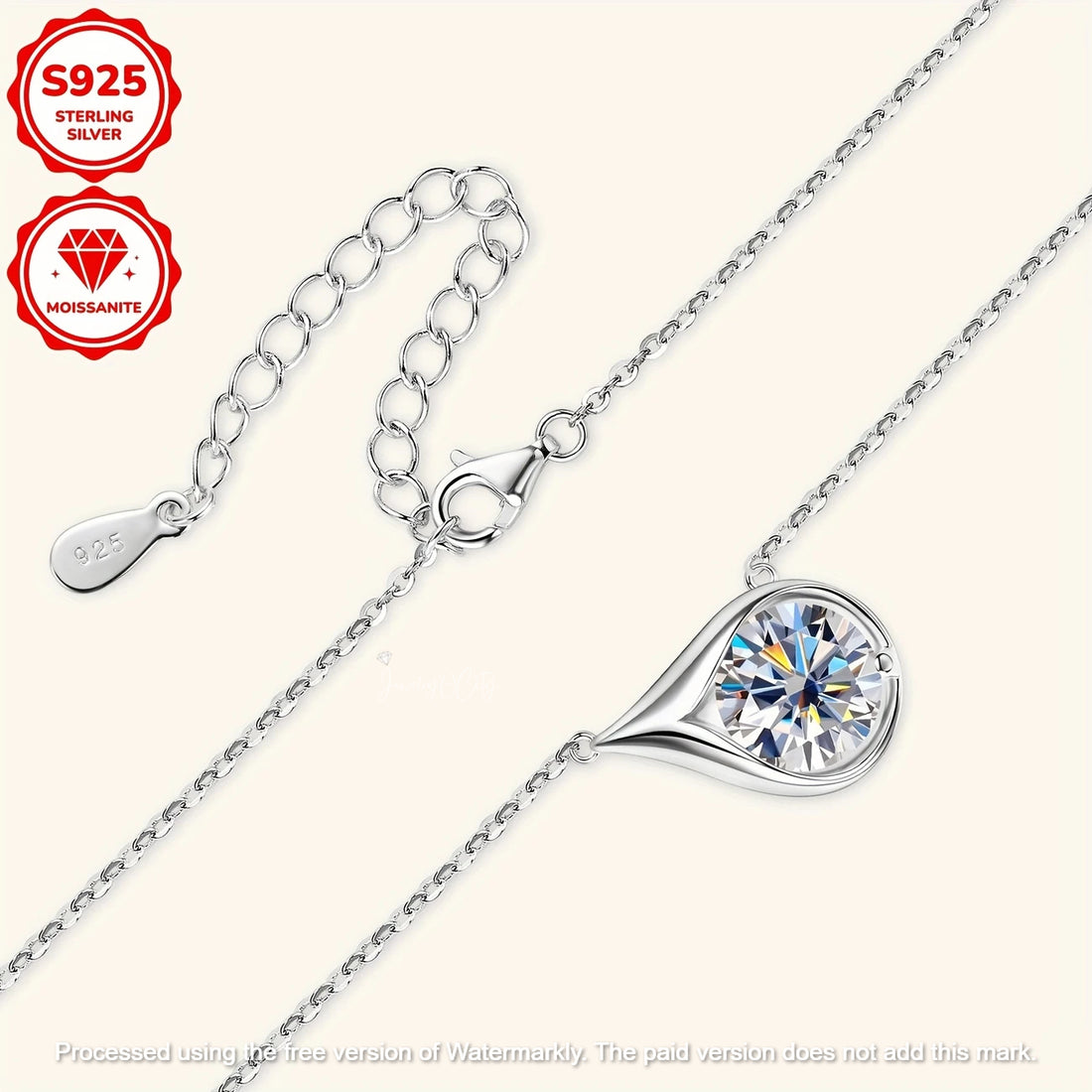 1.54Ct Round Cut Solitaire Pear Shape Diamond Pendant For Women's