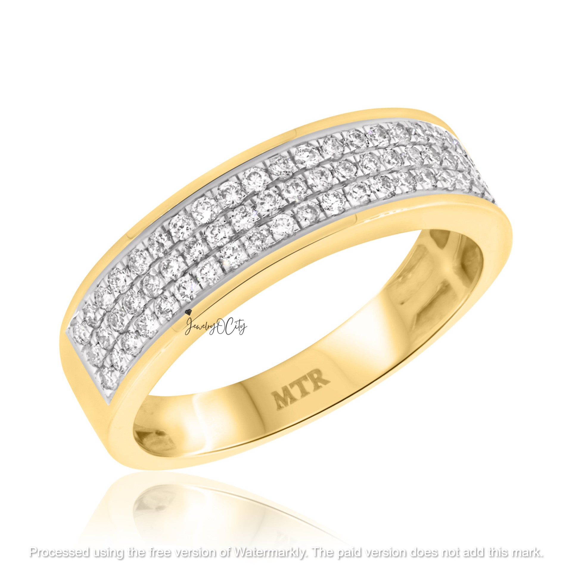 4.20Ct Round Cut Diamond Cluster Mounted Engagement Trio Ring Set