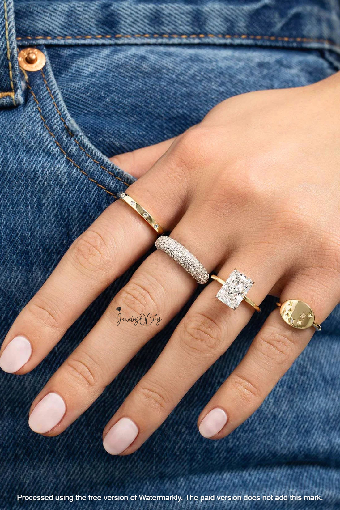 1.90Ct Round Cut 5 Stone Diamond Engagement Band Ring For Her