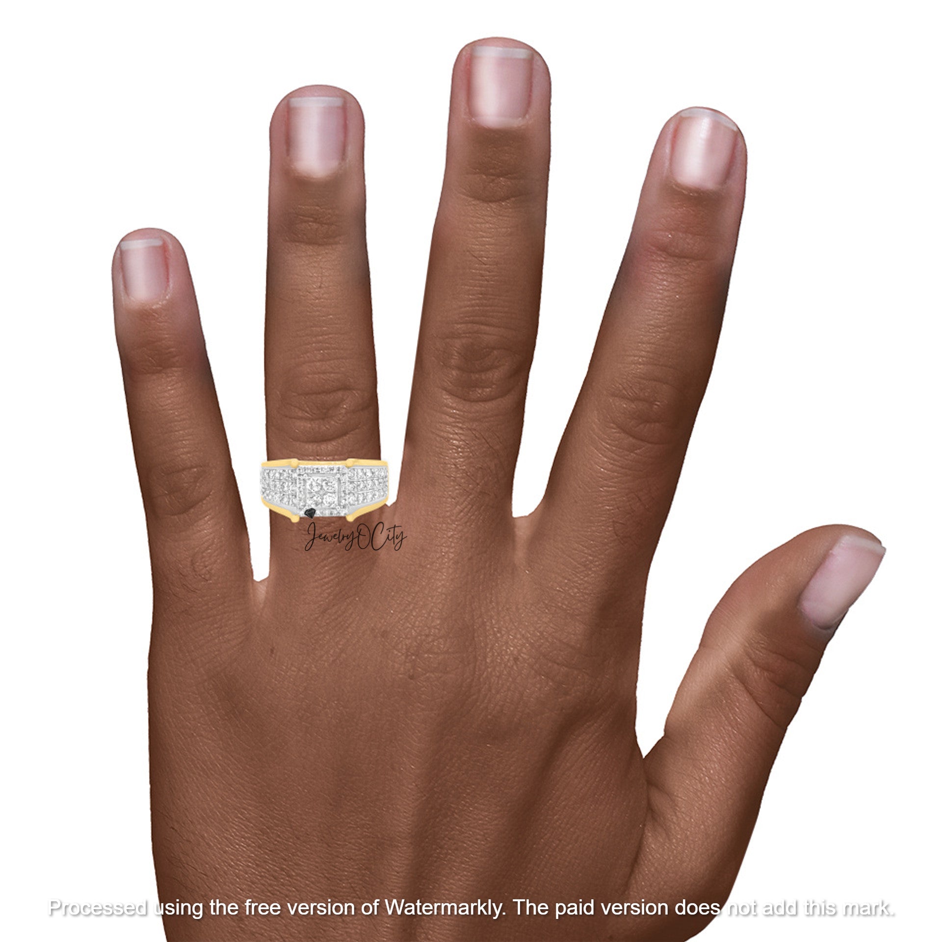 4.20Ct Round Cut Diamond Cluster Mounted Engagement Trio Ring Set