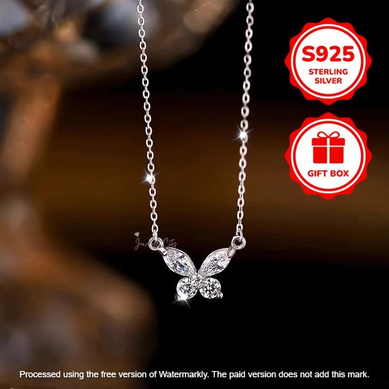 Natural 1.60Ct Diamond Butterfly Shape Pendant For Her