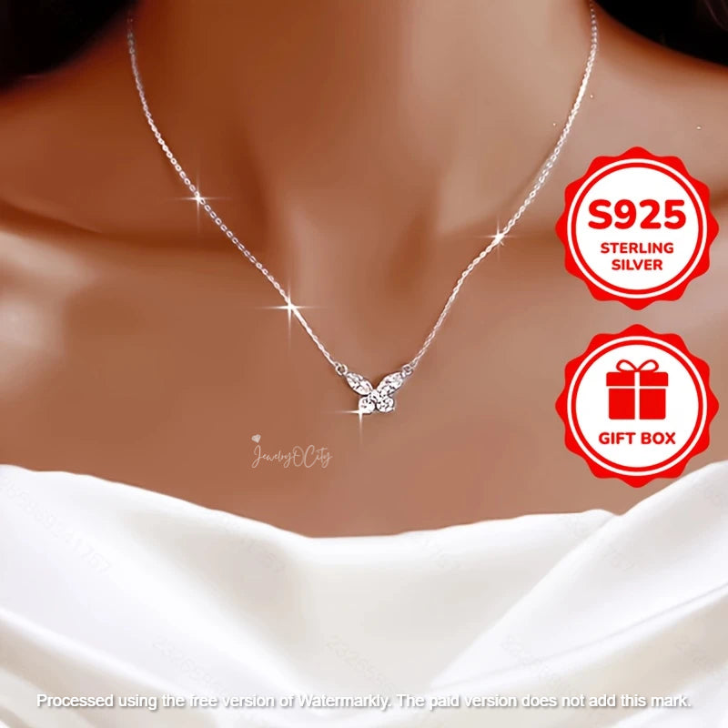 Natural 1.60Ct Diamond Butterfly Shape Pendant For Her