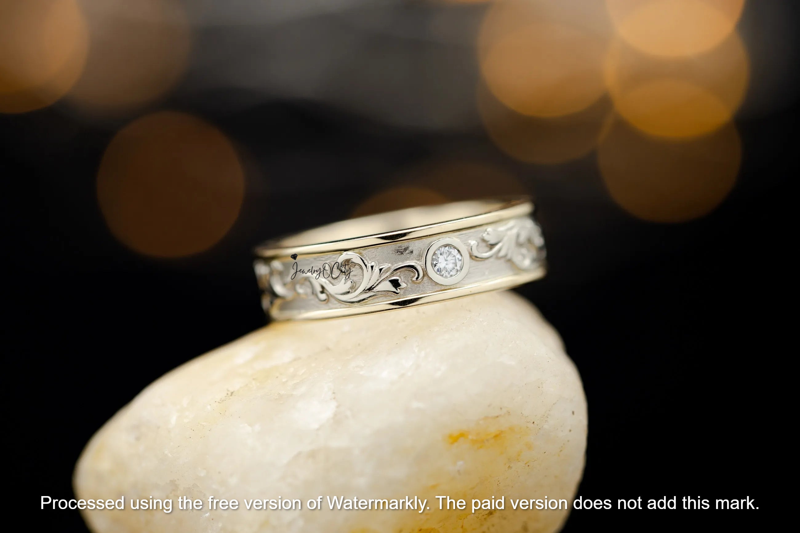 0.60Ct Round Cut Diamond Leaf Style Wedding Band For Her