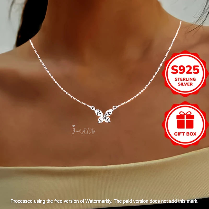 Natural 1.60Ct Diamond Butterfly Shape Pendant For Her