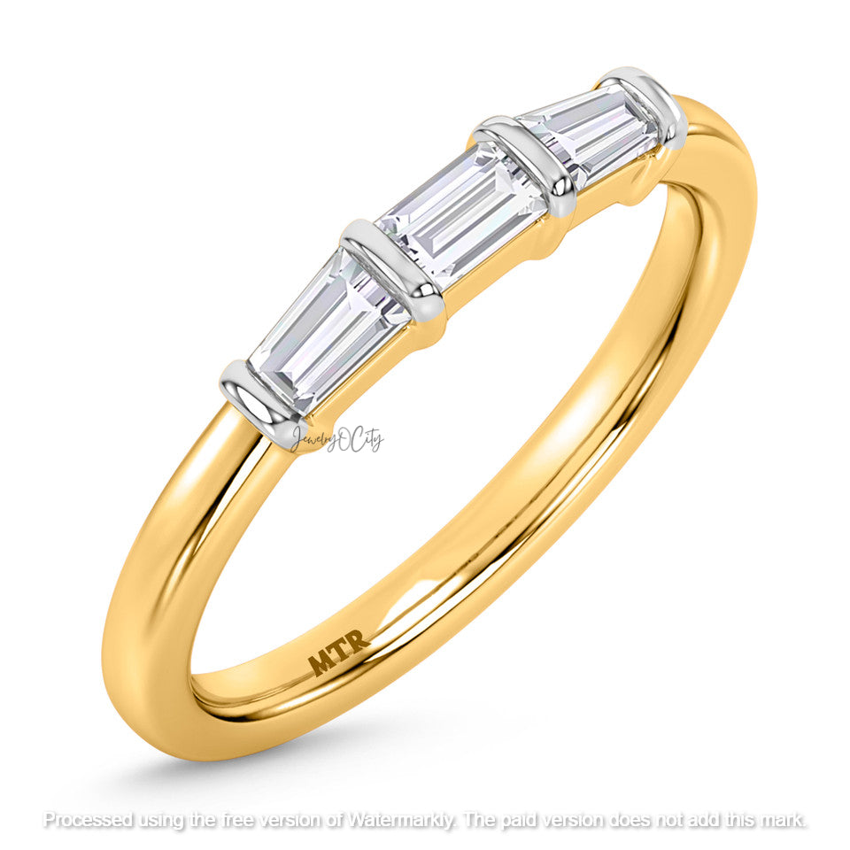 2.10Ct Cushion & Baguette Diamond Wedding Trio Ring Set