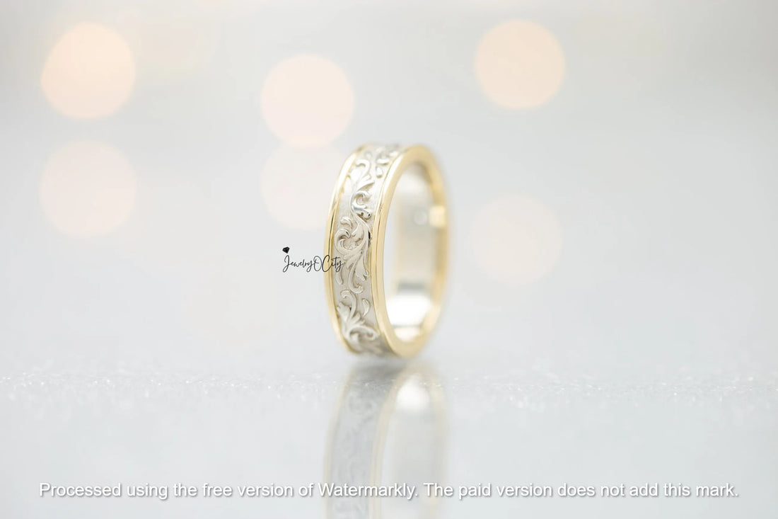 0.60Ct Round Cut Diamond Leaf Style Wedding Band For Her