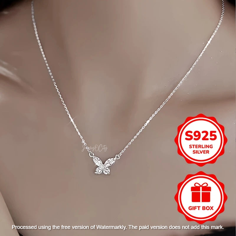 Natural 1.60Ct Diamond Butterfly Shape Pendant For Her