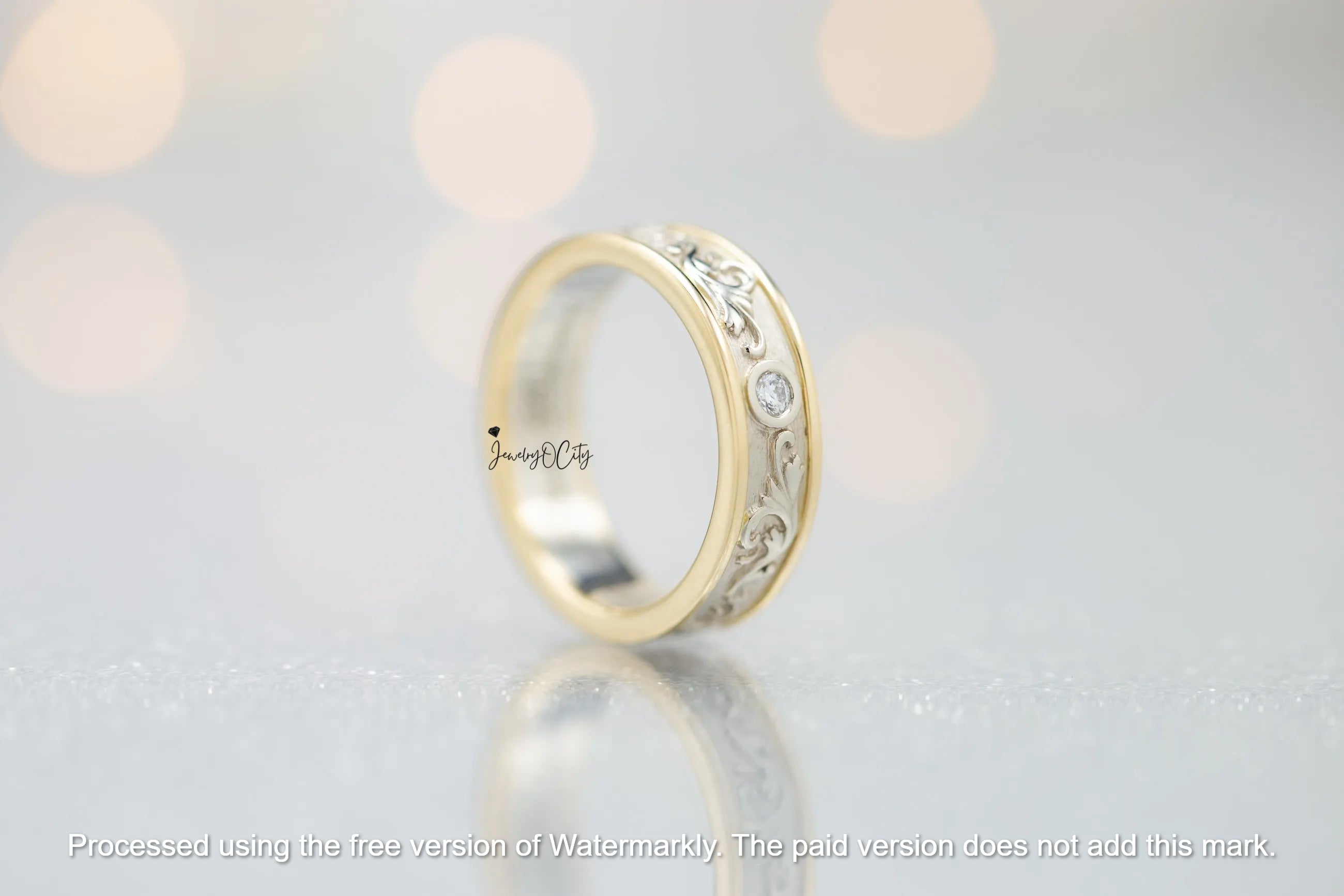 0.60Ct Round Cut Diamond Leaf Style Wedding Band For Her