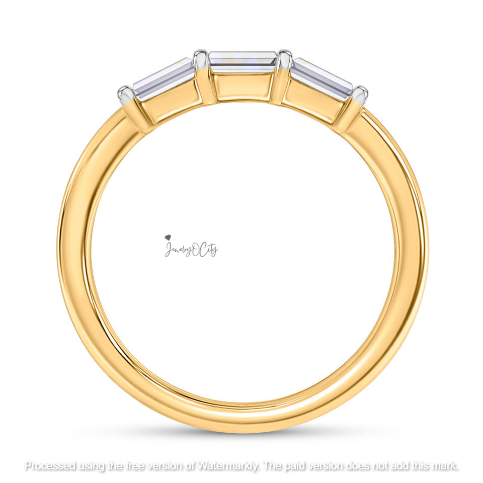 2.10Ct Cushion & Baguette Diamond Wedding Trio Ring Set