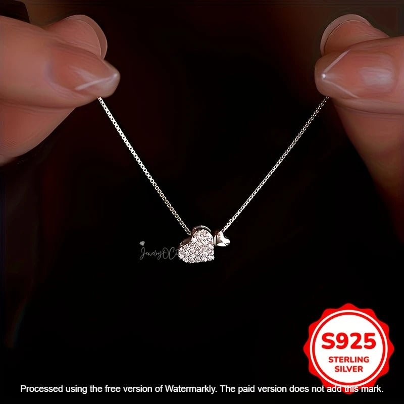 1.02Ct Round Cut Double Heart Diamond Pendant For Her
