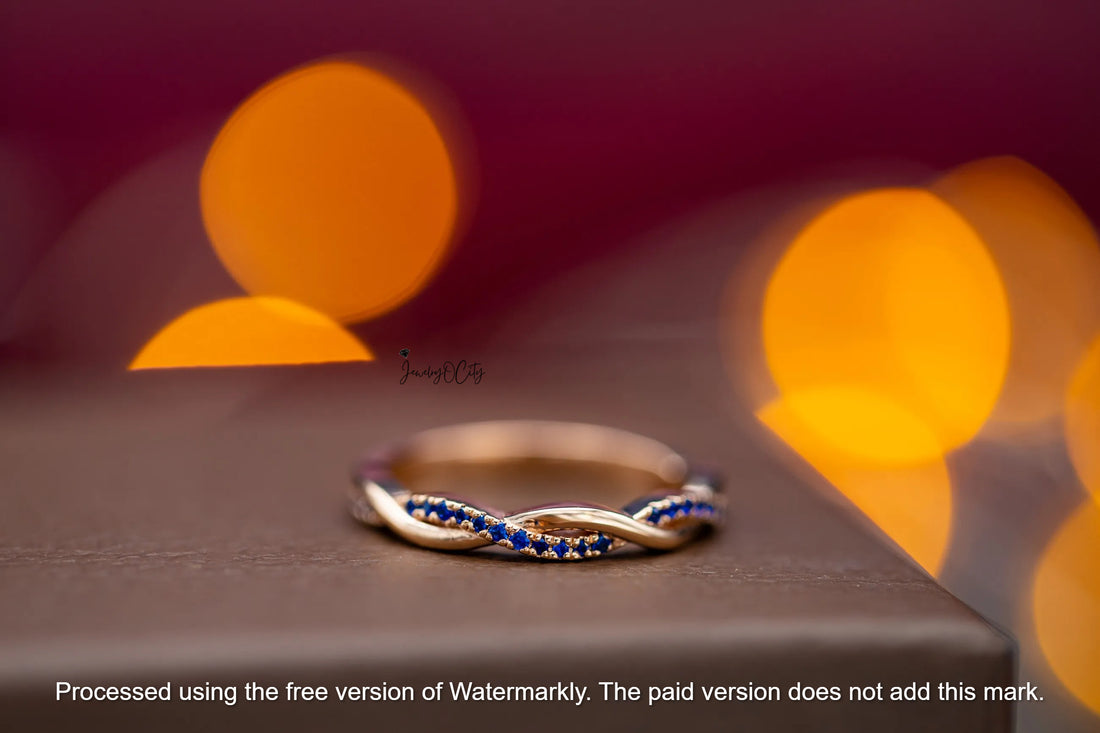 1.67Ct Half Eternity Blue Sapphire Twisted Wedding Band For Her