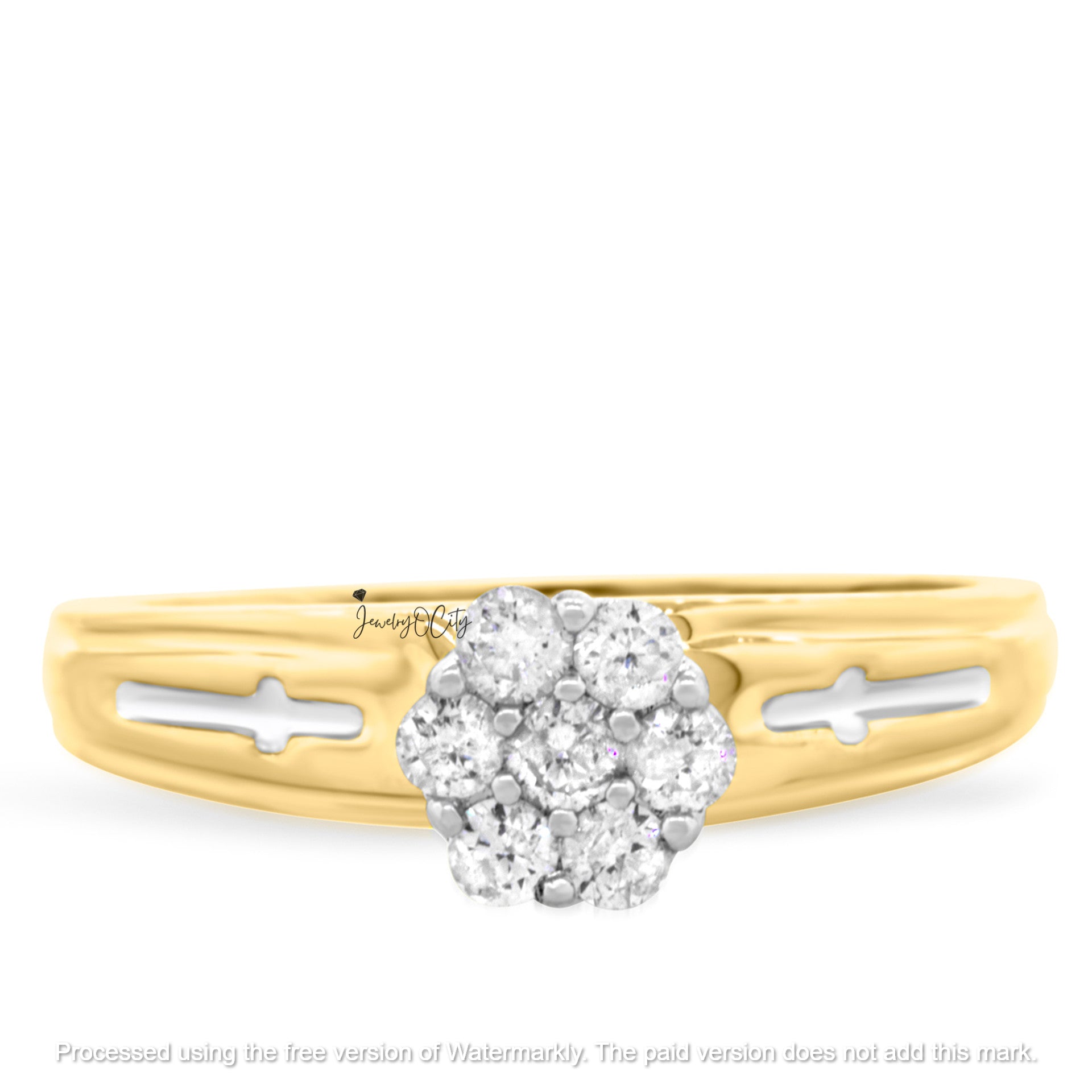 3Ct Round Cut Diamond Cluster Cross Engagement & Wedding Trio Ring Set