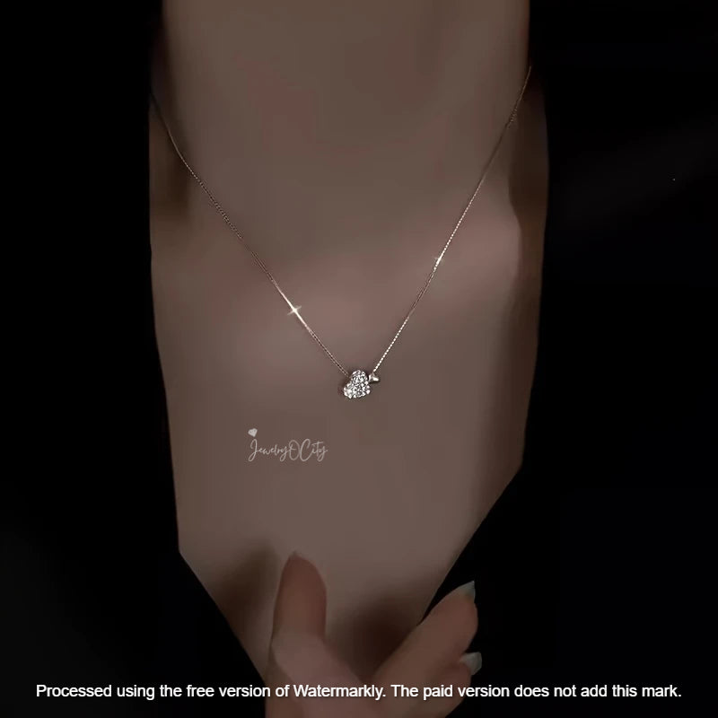 Natural 1.02Ct Round Cut Diamond Double Heart Pendant 14K GOLD