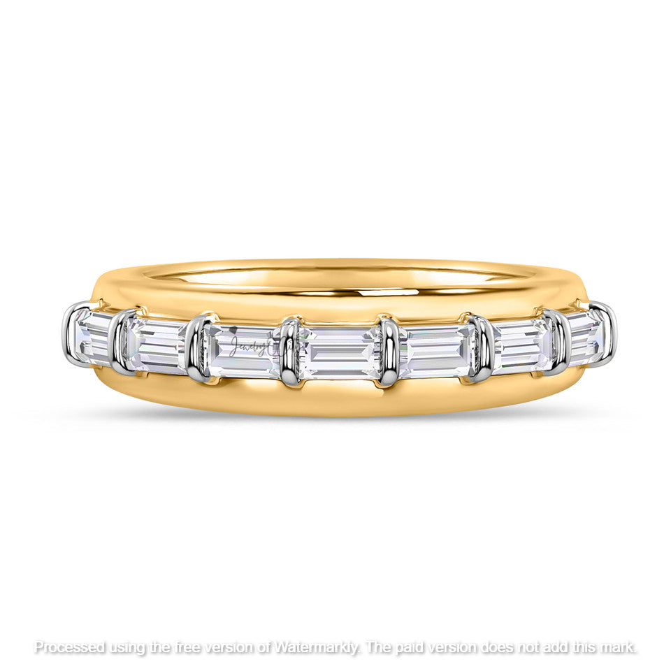 2.10Ct Cushion & Baguette Diamond Wedding Trio Ring Set