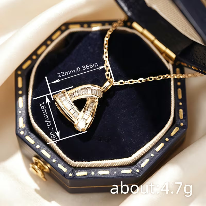Baguette Crystal Geometric Triangle Pendant
