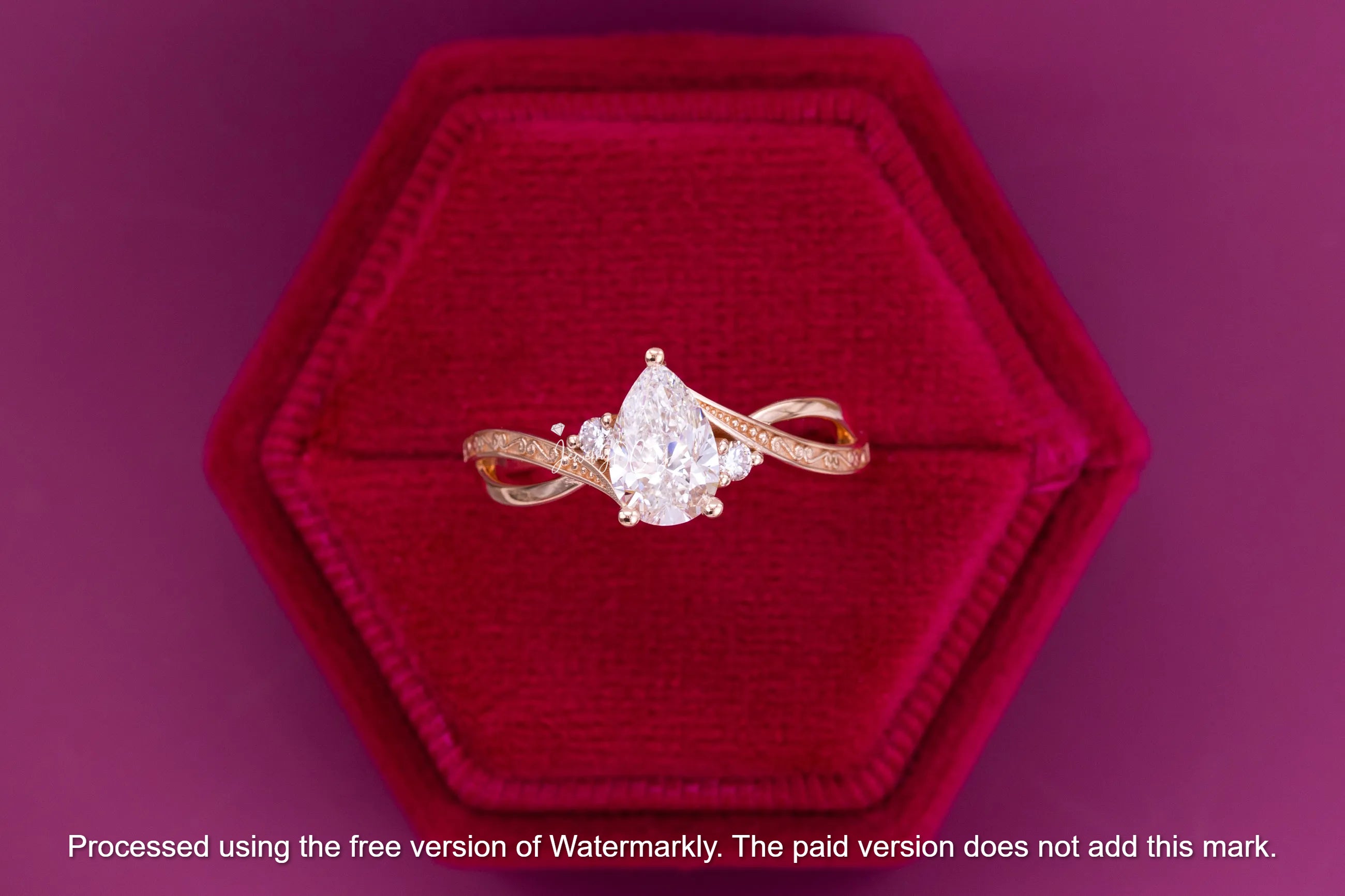 Natural 1.20Ct Pear Cut Diamond Twisted Three Stone Wedding Ring 14K GOLD