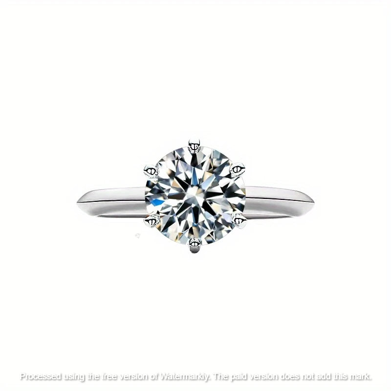 Certified 2Ct Round Cut Moissanite 6 Prong Engagement Ring For Her
