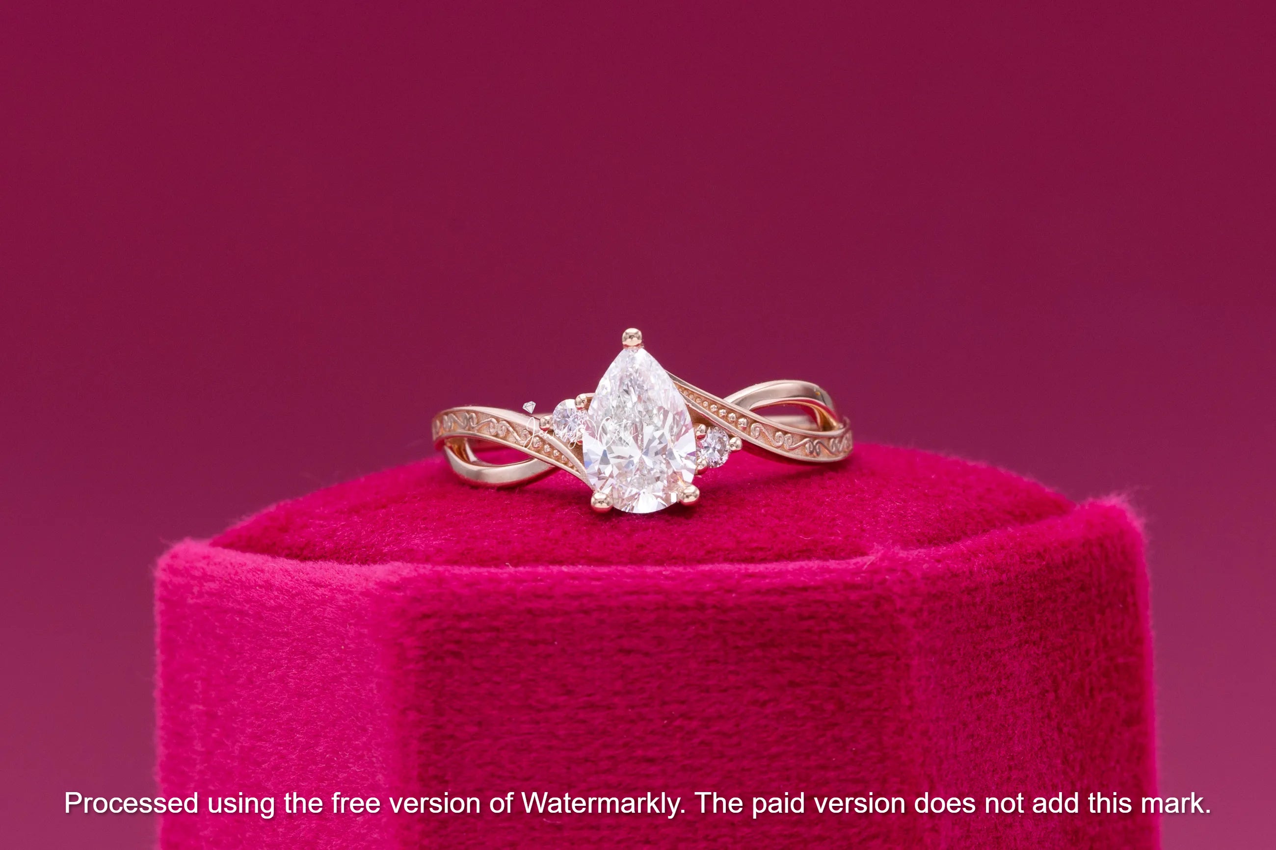 Natural 1.20Ct Pear Cut Diamond Twisted Three Stone Wedding Ring 14K GOLD