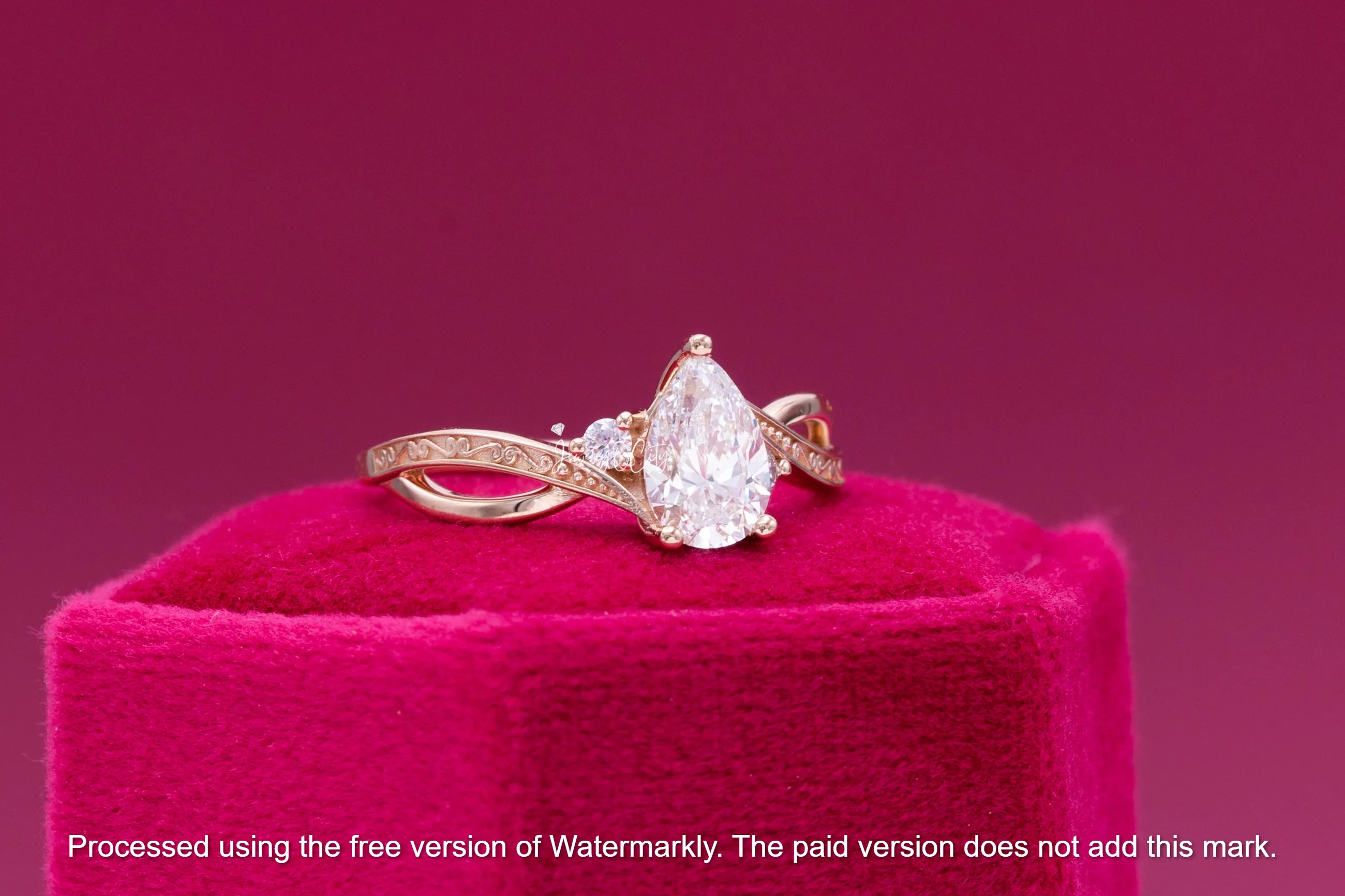 Natural 1.20Ct Pear Cut Diamond Twisted Three Stone Wedding Ring 14K GOLD