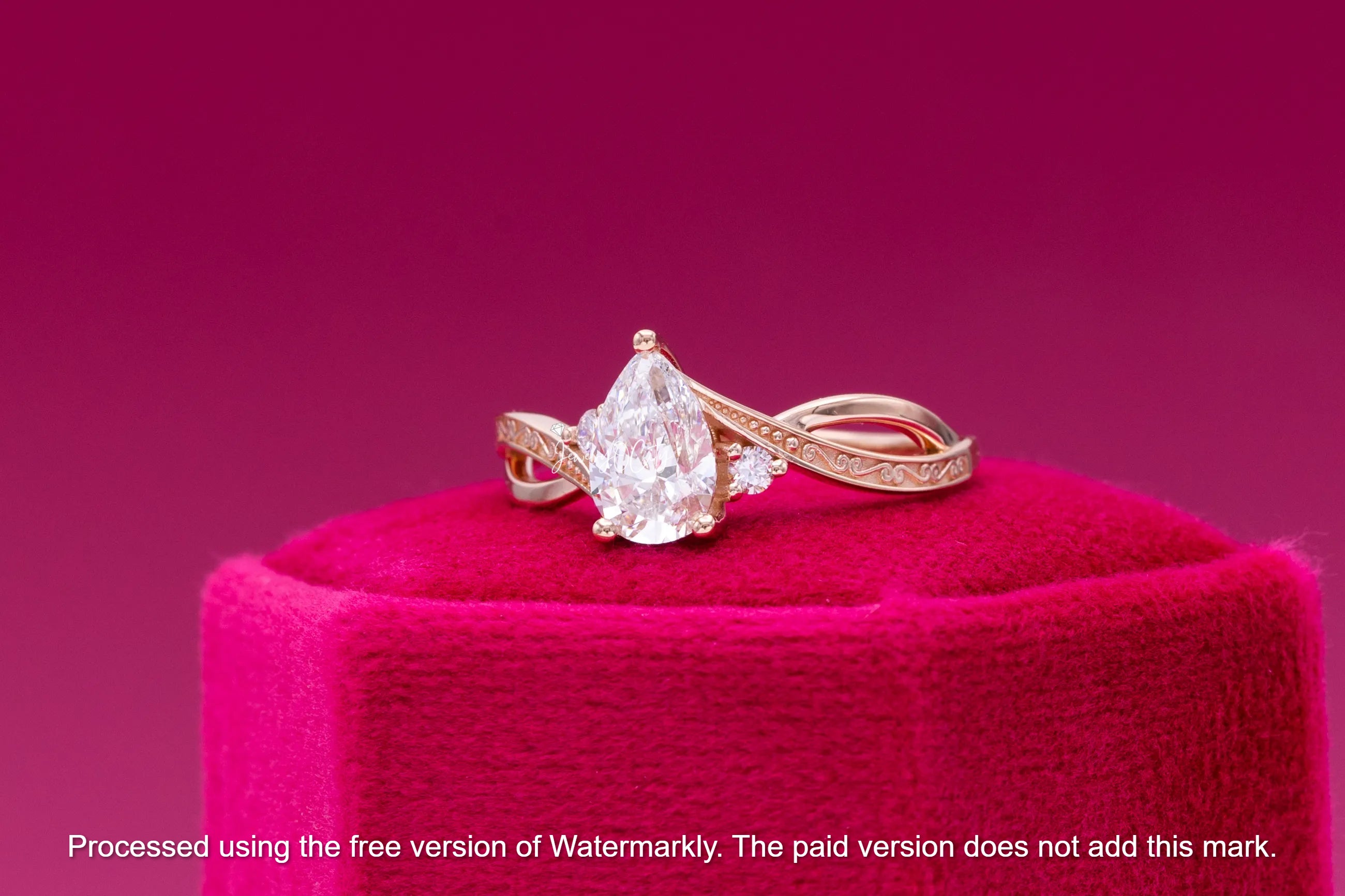 Natural 1.20Ct Pear Cut Diamond Twisted Three Stone Wedding Ring 14K GOLD