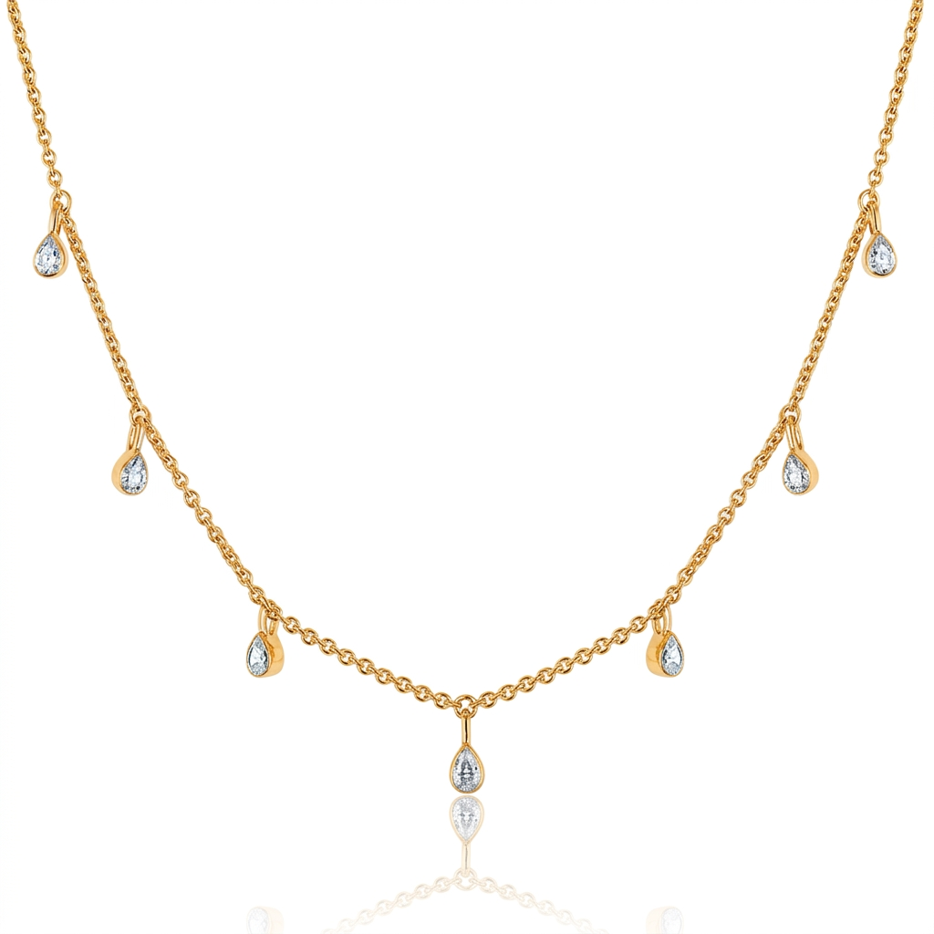 “Aurora pear diamond dangle necklace”