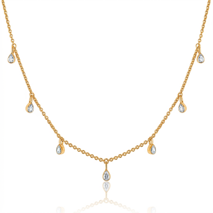 “Aurora pear diamond dangle necklace”