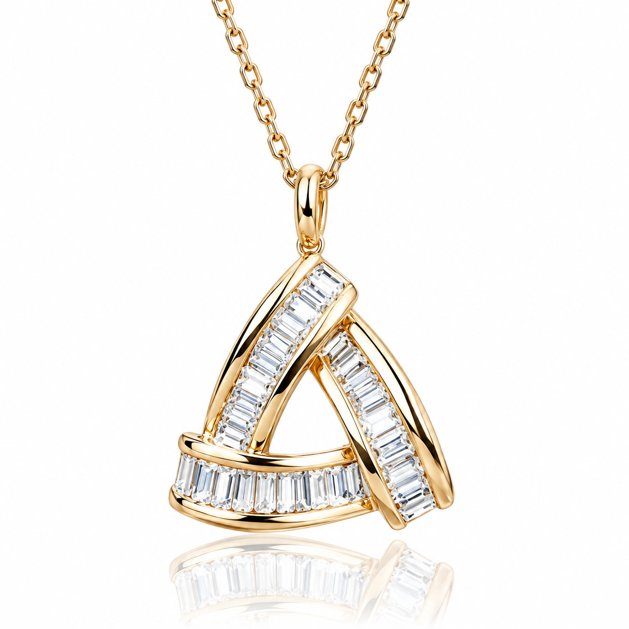 Baguette crystal geometric triangle pendant