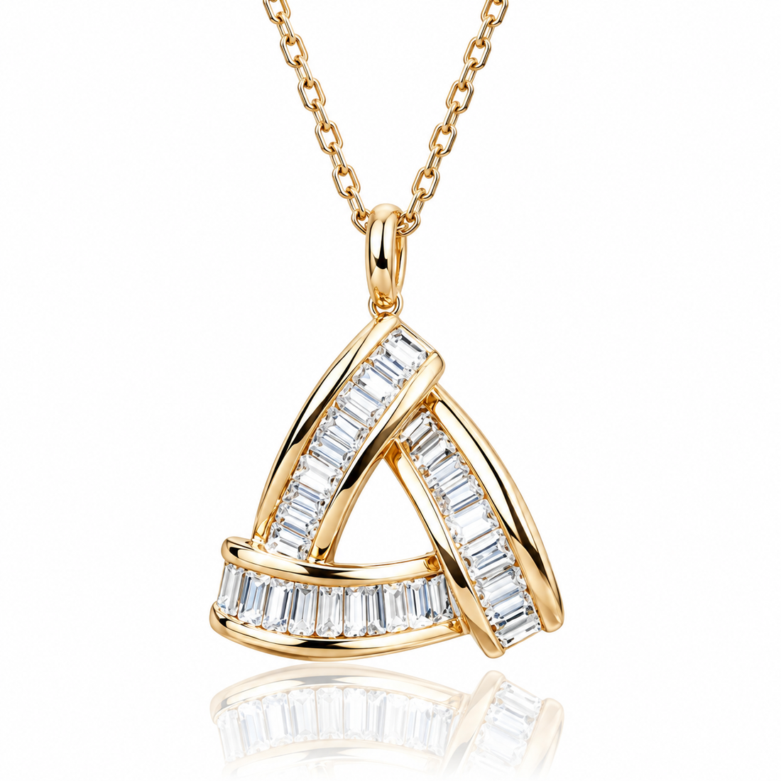 Baguette crystal geometric triangle pendant