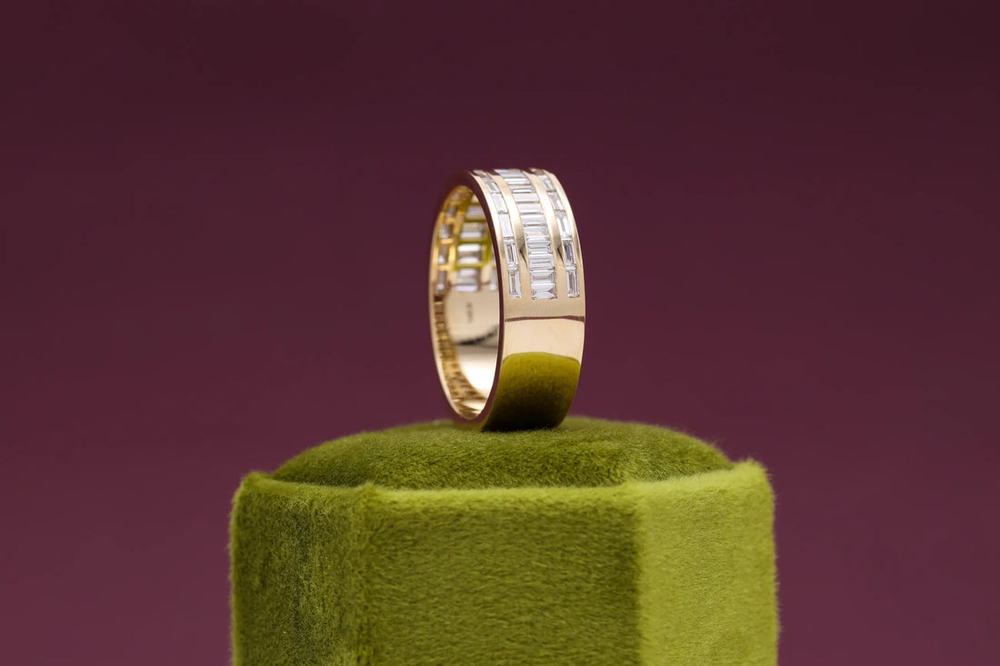 Baguette moissanite men's wedding band